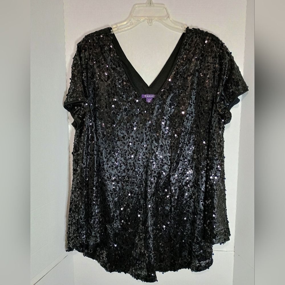 Roman's Women's Sequined Blouse Size 22W